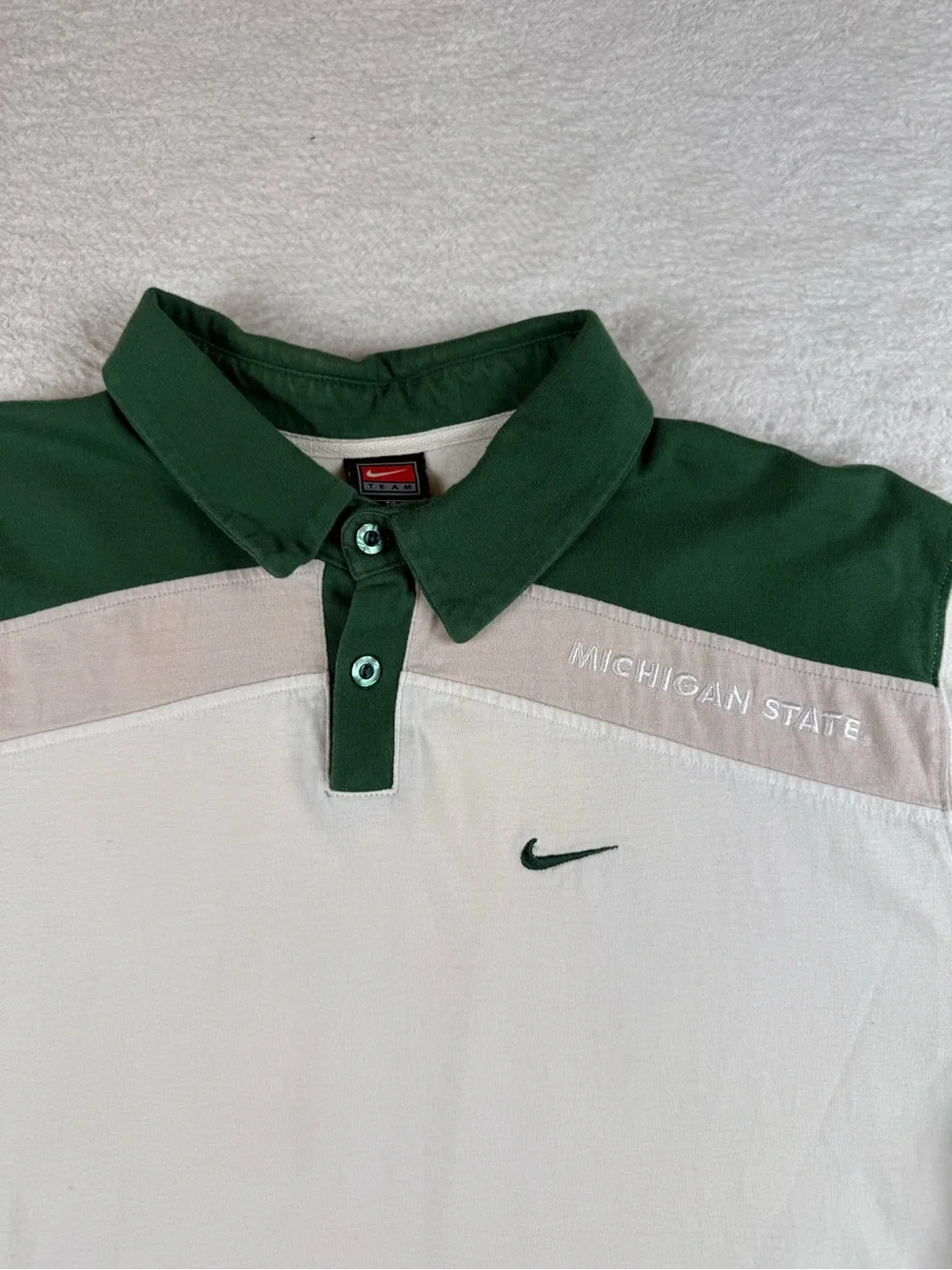 Nike Team Michigan State Spartans Men’s XL Polo Shirt White Green Golf